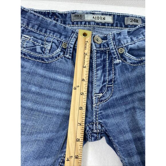 BKE Aiden Jeans Mens 24R Light‎ Wash Denim Distress Destroyed Boot Altered Hem - Picture 6 of 12